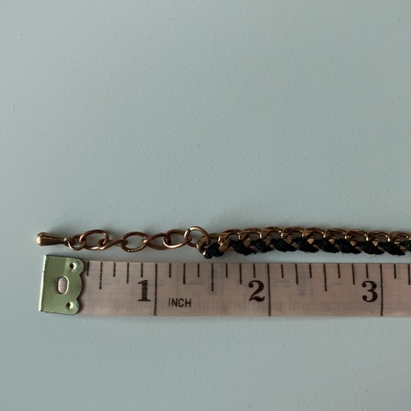 Bracelet - black string and rose gold chain thin - Picture 6 of 6